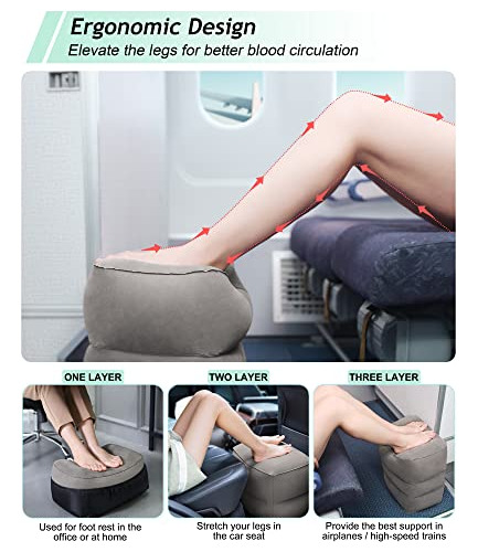 Jefdiee Almohada Reposapiés Inflable De Viaje, Para Niños