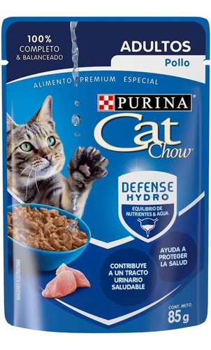Caja Alimento Pouch Cat Chow Adulto Pollo De 85g (12 Pzas)