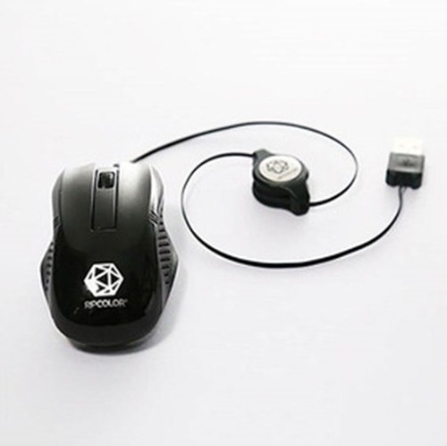 Mouse Óptico Mini - Usb Retractil  - Ripcolor - Color Negro
