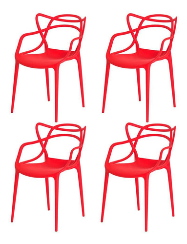 Conj. 4 Cadeiras Allegra Vermelhas - Polipropileno