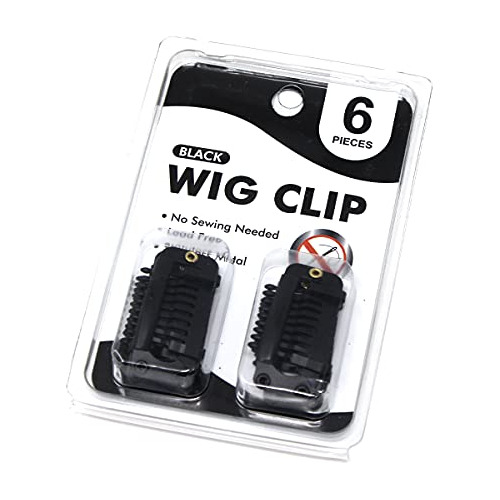 Pnk Tendencia Auto Snap On Wig Clip 6pcs (negro,) C4ws1