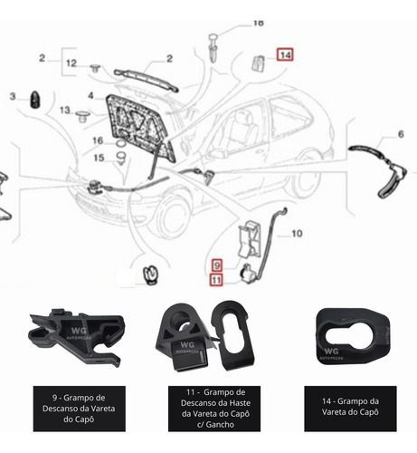 Kit Grampos Da Haste Do Capo Fiat Strada 2000 A 2020