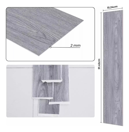 Kit 36 Placa Pvc Piso Vinilico Autocolante 91 Cm -15 1801-19 Cor Cinza