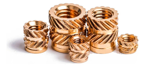 100 Piezas M2 Qt Inserto Moleteado Rosca De Latón Metrico 3d