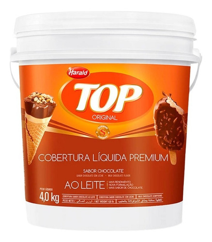 Pote 4kg Cobertura Picolé Sorvete Chocolate Ao Leite Premium