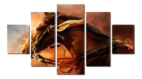 Kit Quadro Decorativo 5 Partes Cavalo Vista De Lado Imagem