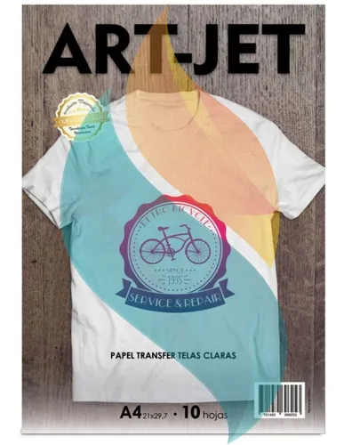 Papel Transfer A4 Prendas Tela Clara Textil Inkjet Estampado Color