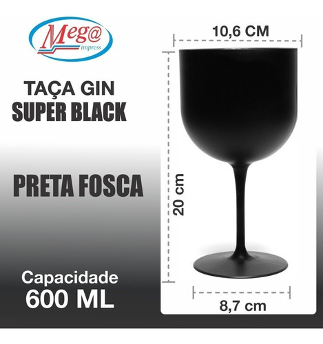 25 Taça Gin Personalizada Super Black Fosca 600ml Acrílica