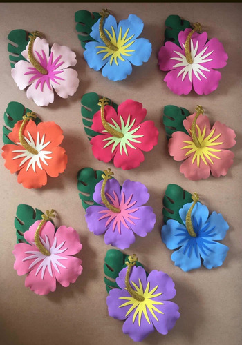Flor Hawaiana De Goma Eva, 30 Cm De Diámetro. Color A Elección