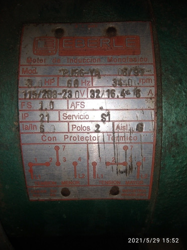 Imagen 5 de 5 de Bomba Centrífuga De 3hp De 3440rpm Marca Eberli De 220voltio