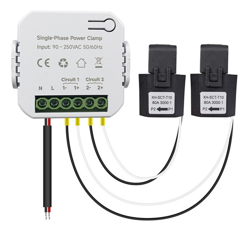 Medidor De Energía Monofásico Tuya Wifi 80a Con Pinza Ct .