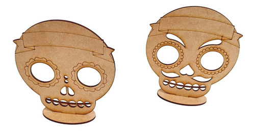 5 Calaveras Día De Muertos Mdf 3 Mm