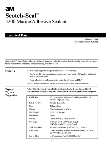 3m Talc Marine Adhesive Sellador 5200 (05203) Unión Y Sellad