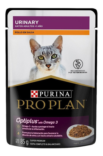 Imagen 1 de 1 de Alimento Pro Plan Optiplus Urinary para gato adulto sabor pollo en salsa en sobre de 85g