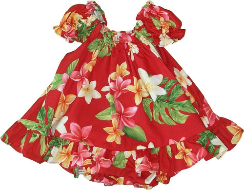 Rjc Plumeria Sunshine Puff Manga Hawaiana 2 Piezas Vestido,.