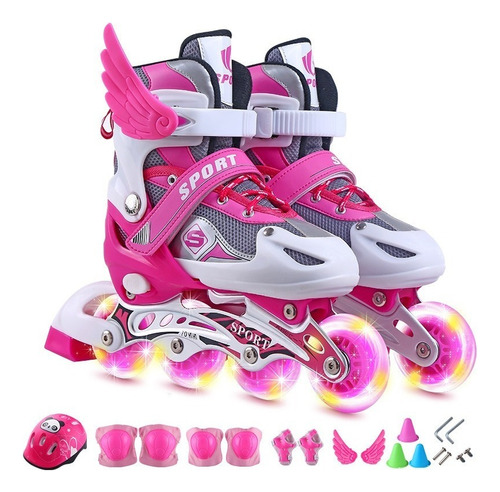 Patines Roller Niñas Con Luz Led+protecciones+envió+regalo