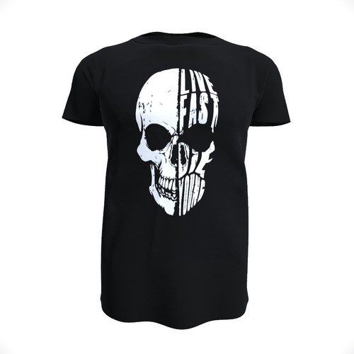 Polera Diseño Skull - Live Fast Die Young