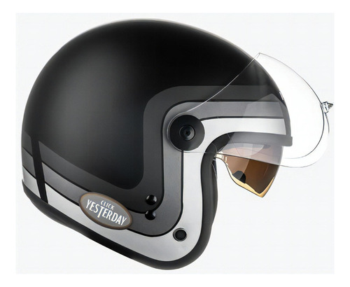 Capacete Moto Peels Click Yesterday Masculino Feminino Cor Preto Fosco com Prata Tamanho do capacete 61