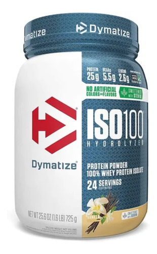 Suplemento en polvo Dymatize  Whey ISO-100 proteína sabor vainilla gourmet en pote de 725g