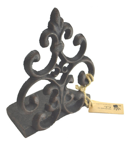 Lulu Decor Parada Puerta Hierro Fundido Fleur Lis Tope Negro