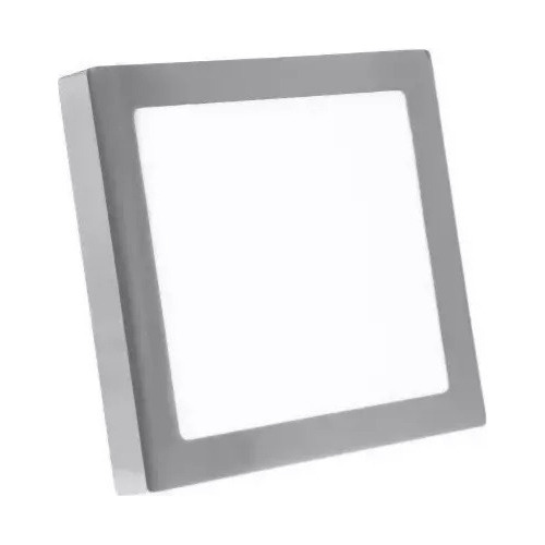 Foco Led 24w Sobrepuesto Cuadrado Níquel 30x30cm Luz Neutra