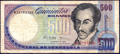 Billete De 500 Bolívares W8 Febrero 5 1998 Bolívar Orquídea