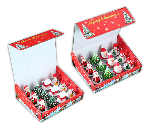 Caja De Regalo De 24 Velas Pintadas De Navidad