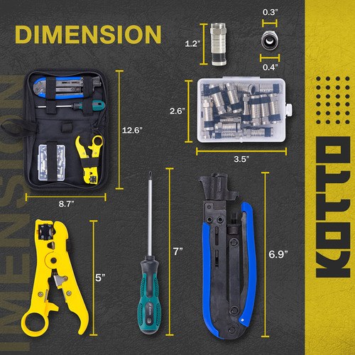 Coax Cable Crimper Kit Kotto Compression Tool Rg6 Rg59 Rg11