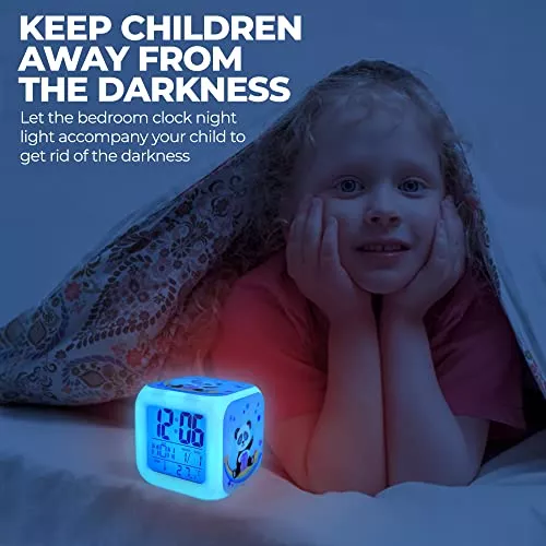 Oso de luz nocturna para niños, lindo reloj despertador, cosas