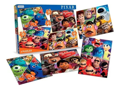 4 Puzzles De Pixar - 16x20cm - 30 Y 48 Tapimovil - Premium