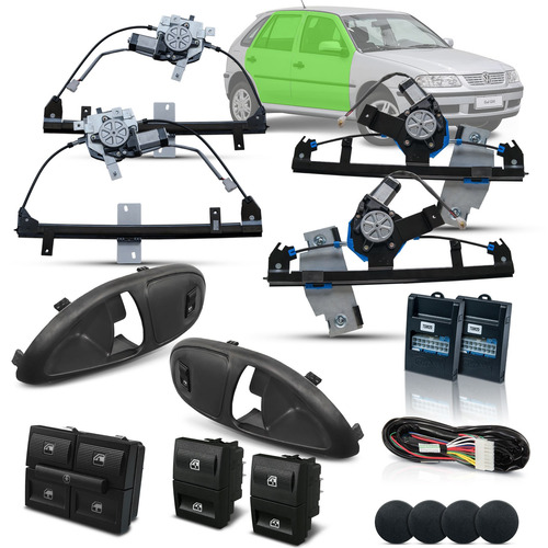 Kit Vidro Elétrico+alarme Gol Parati 4p Completo G3 Grafit