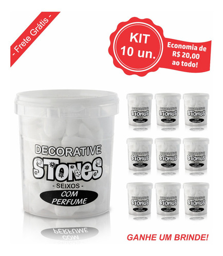 Seixo Decorativo Pote 700 G - Kit 10 Unidades