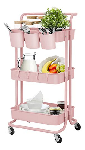 3 Tier Rolling Cart, Ajustable Art Craft Cart Organizer...