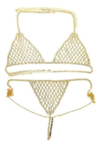 Conjunto De Bragas De Sosten Sexy Body Cadena Collar