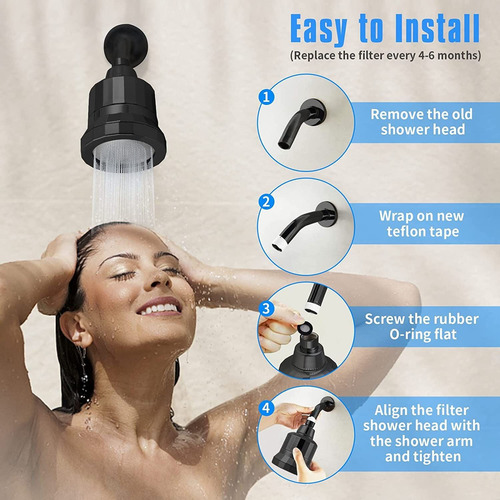 Cabezal De Ducha Premium Heaimo 3 En 1 Con Filtro De Ducha De 15 Niveles