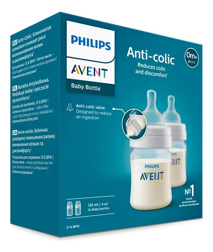 Biberón Philips Avent Anticólicos 125 Ml Scy100/02 Transparente