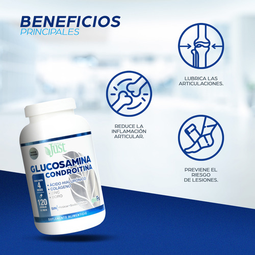 Suplemento Olnatura Just JustFx Glucosamina Condroitina con ácido hialurónico y colágeno 120 cápsulas