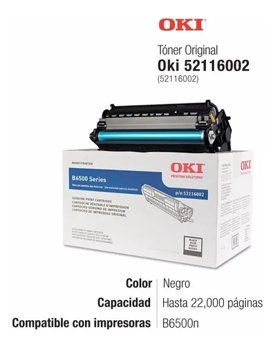 Toner Okidata B6500 Original 22.500k Oki 52116002