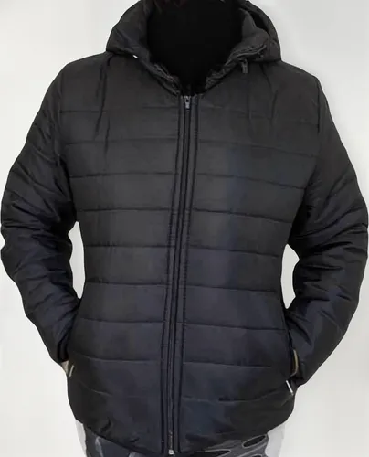 Campera Inflable Mujer Simil Plum Con Capucha Talle Especial