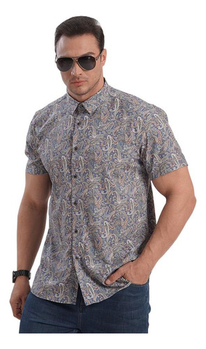 Camisa Floral De Manga Corta Extragrande De Verano Para Homb