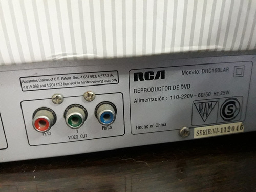 Reproductor De Dvd Rca, Modelo Drc 100 Lar. Usado.