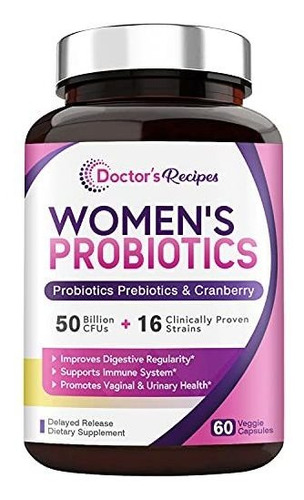 Doctor's Recipes Women?s Probiotic, 60 Caps 50 Billion Cfu