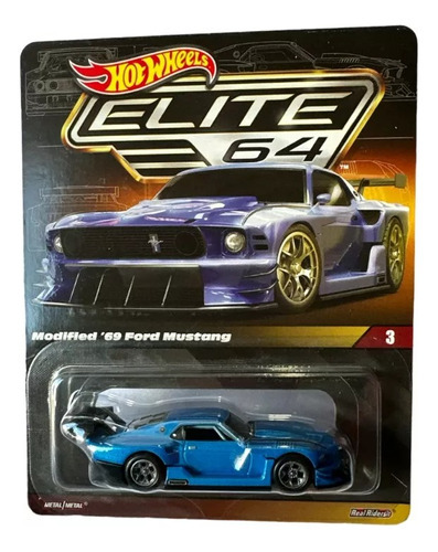 Hot Wheels Elite 64 Modified 69 Ford Mustang 1/64 Collectors Color Azul