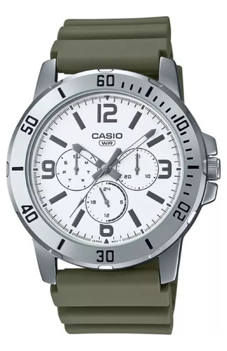 Reloj Casio Hombre Mtp-vd300-3b Ø43mm Malla Verde Militar