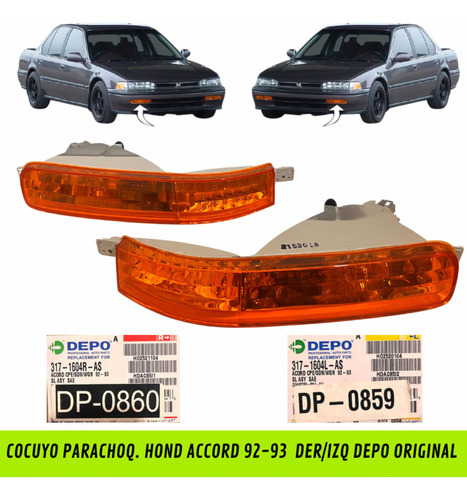 Cocuyo Parachoq. Hond Accord 92-93 Depo Original Der/izq