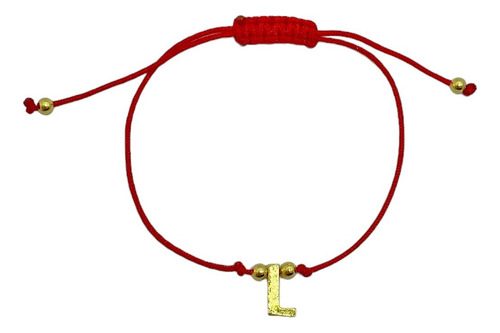 Pulsera Letra L Cordón Rojo Enchapado Oro 18k