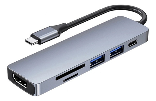 Hub Usb C Tipo C 6 En 1 Hdmi Lector Memoria Sd Micro-sd 3.0