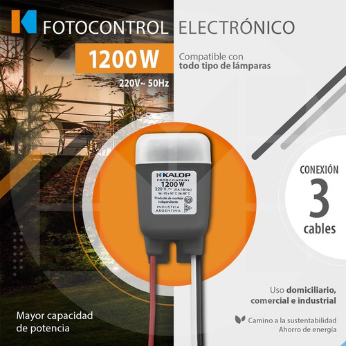 Fotocontrol Kalop Fotocelula 1200w 3 Cables Universal Led