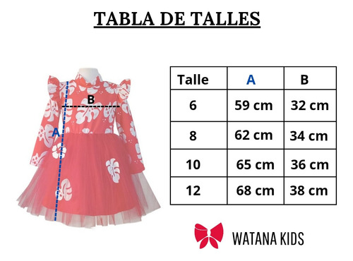 Disfraz Vestido Lilo Tutu Manga Larga Hawaina Pelicula Nena Rojo 8