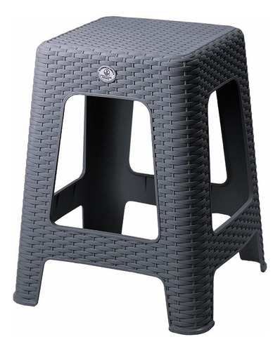 Banco Tipo Rattan Cuadrado Exteriores E Interiores Color Gris Oscuro